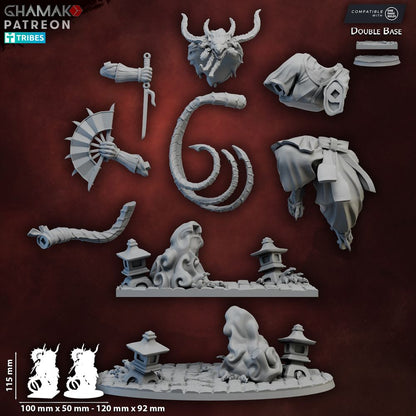 Sakkaku, resin miniature, 28mm heroic scale unpainted resin, view 2