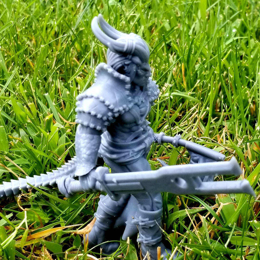 Tiefling Team, resin miniature, 28mm heroic scale unpainted resin, view 5
