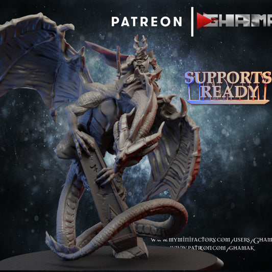 Dark Elf Dragon, resin miniature, 28mm heroic scale unpainted resin