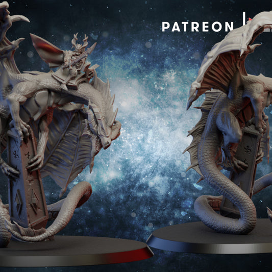Dark Elf Dragon, resin miniature, 28mm heroic scale unpainted resin, view 2
