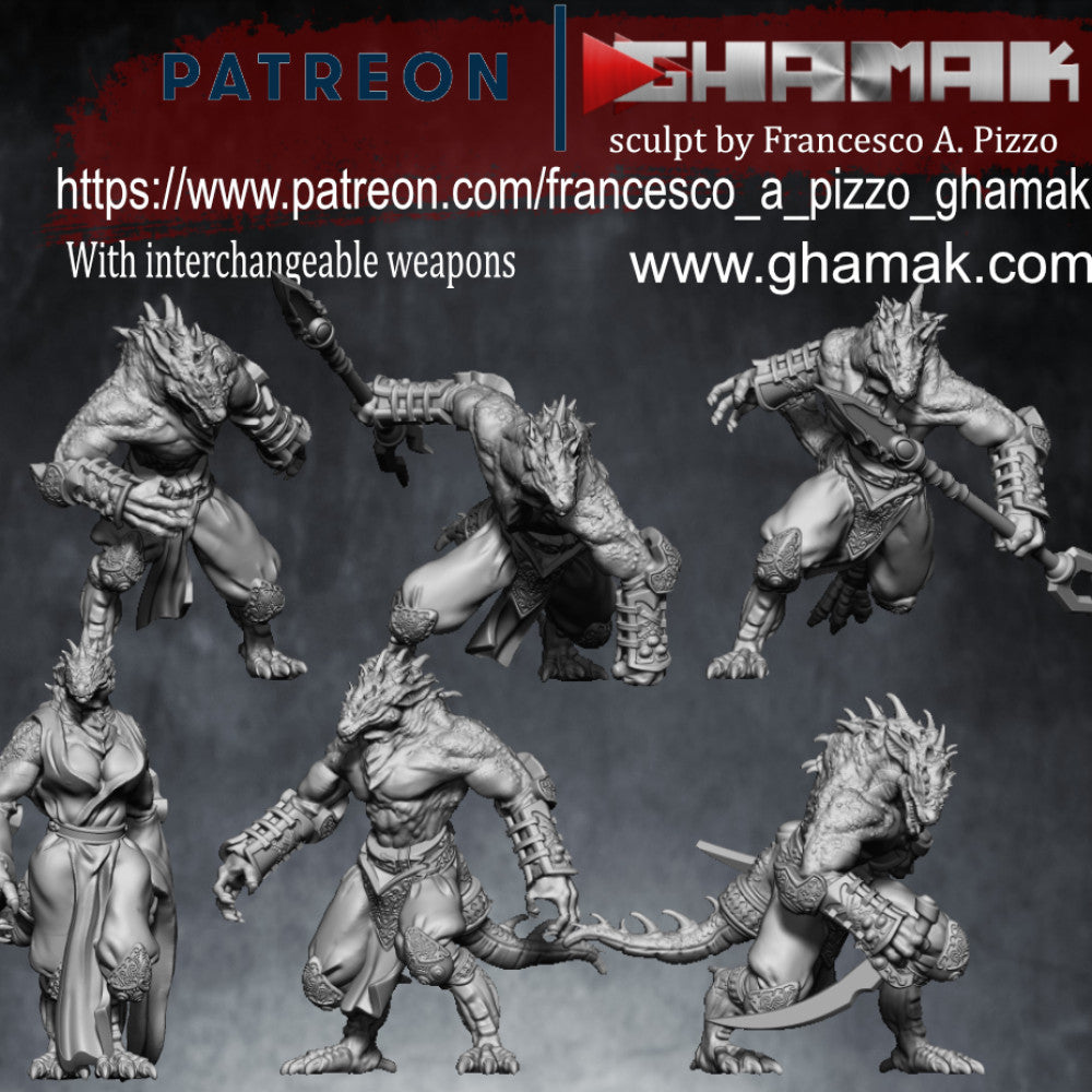 Dragon Born Team (6 Units), resin miniature, 28mm heroic scale unpainted resin