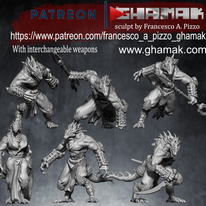 Dragon Born Team (6 Units), resin miniature, 28mm heroic scale unpainted resin