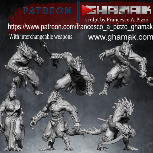 Dragon Born Team (6 Units), resin miniature, 28mm heroic scale unpainted resin