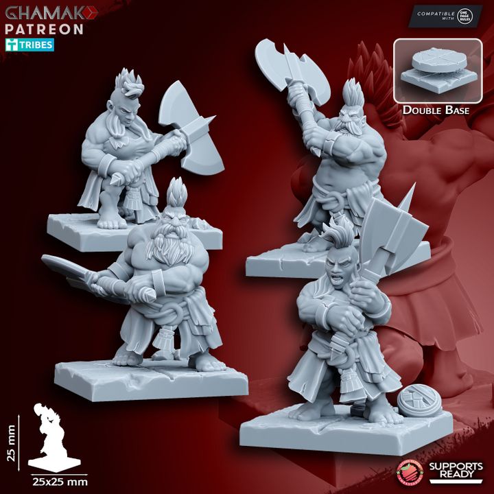 Berzerkers (10 Units), resin miniature, 28mm heroic scale unpainted resin, view 4