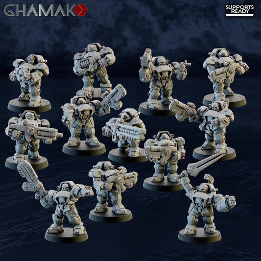 Space Dwarf Border's Warriors (12 Units), Space Dwarf proxy miniature, 28mm heroic scale unpainted resin, view 4