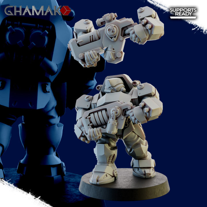 Space Dwarf Border's Warriors (12 Units), Space Dwarf proxy miniature, 28mm heroic scale unpainted resin, view 5