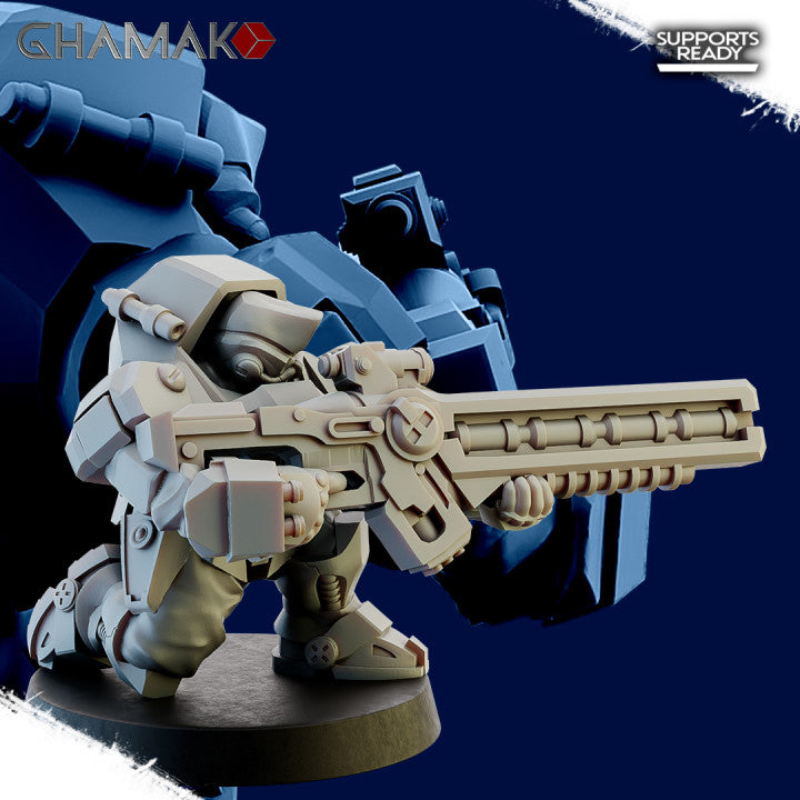 Space Dwarf Border's Warriors (12 Units), Space Dwarf proxy miniature, 28mm heroic scale unpainted resin, view 7