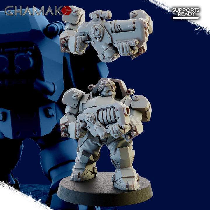 Space Dwarf Border's Warriors (12 Units), Space Dwarf proxy miniature, 28mm heroic scale unpainted resin, view 8