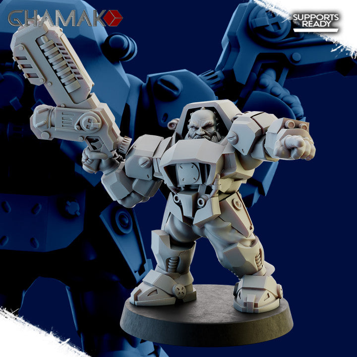 Space Dwarf Border's Warriors (12 Units), Space Dwarf proxy miniature, 28mm heroic scale unpainted resin, view 10