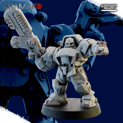 Space Dwarf Border's Warriors (12 Units), Space Dwarf proxy miniature, 28mm heroic scale unpainted resin, view 10