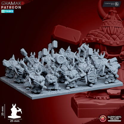 Clan Miners (10 Units), resin miniature, 28mm heroic scale unpainted resin