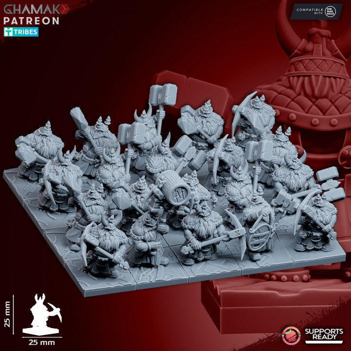 Clan Miners (10 Units), resin miniature, 28mm heroic scale unpainted resin, view 2