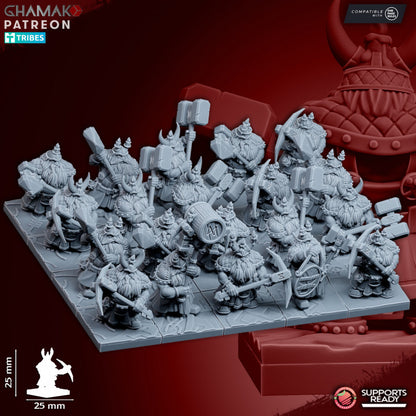 Clan Miners (10 Units), resin miniature, 28mm heroic scale unpainted resin, view 2