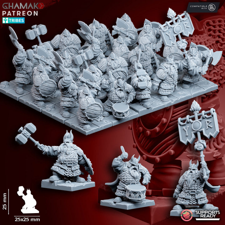 Clan Warriors (Handweapon and Shield) (10 Units), resin miniature, 28mm heroic scale unpainted resin