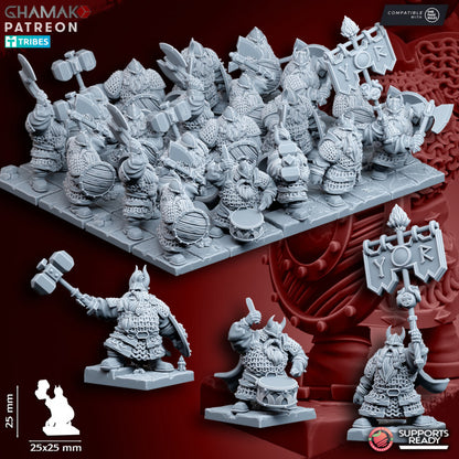 Clan Warriors (Handweapon and Shield) (10 Units), resin miniature, 28mm heroic scale unpainted resin