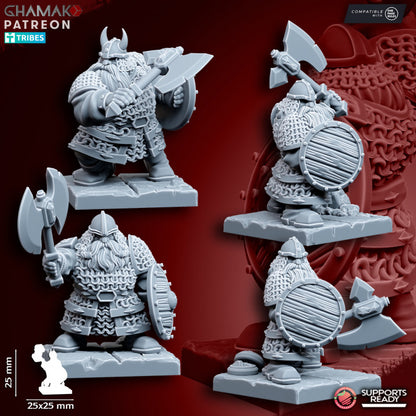 Clan Warriors (Handweapon and Shield) (10 Units), resin miniature, 28mm heroic scale unpainted resin, view 10