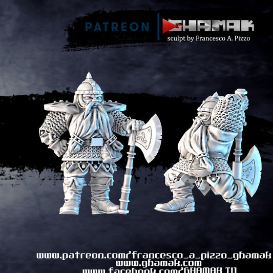 Dwarf Hero, resin miniature, 28mm heroic scale unpainted resin, view 3