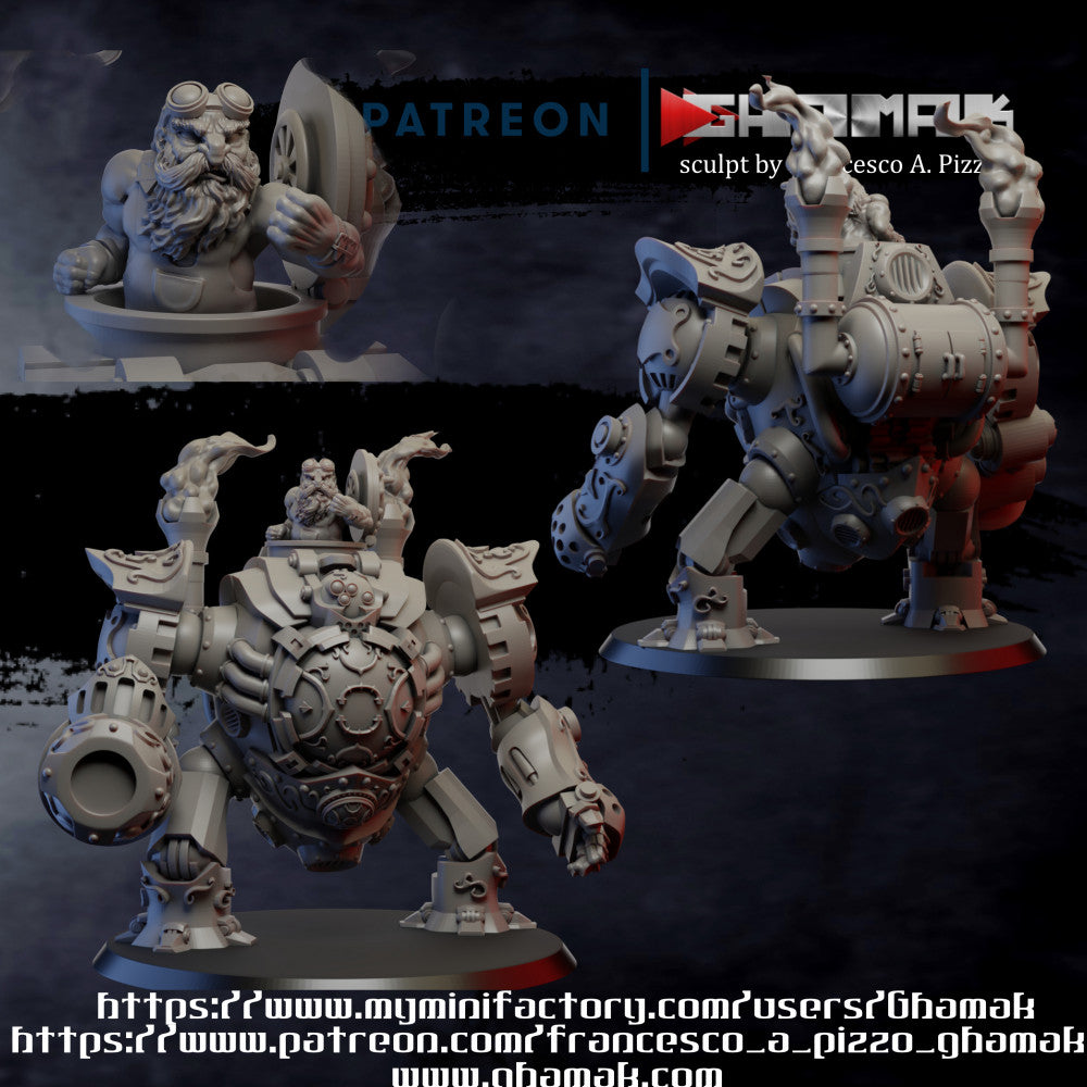Dwarf Iron Golem, resin miniature, 28mm heroic scale unpainted resin, view 2