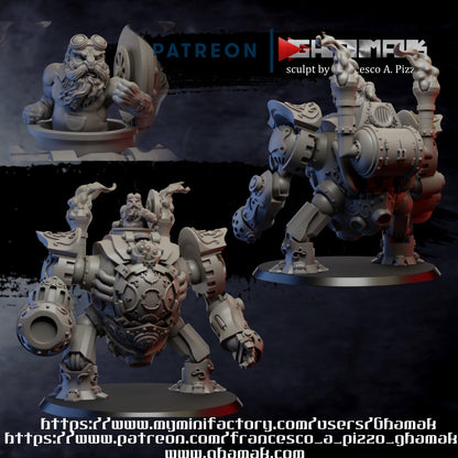 Dwarf Iron Golem, resin miniature, 28mm heroic scale unpainted resin, view 2