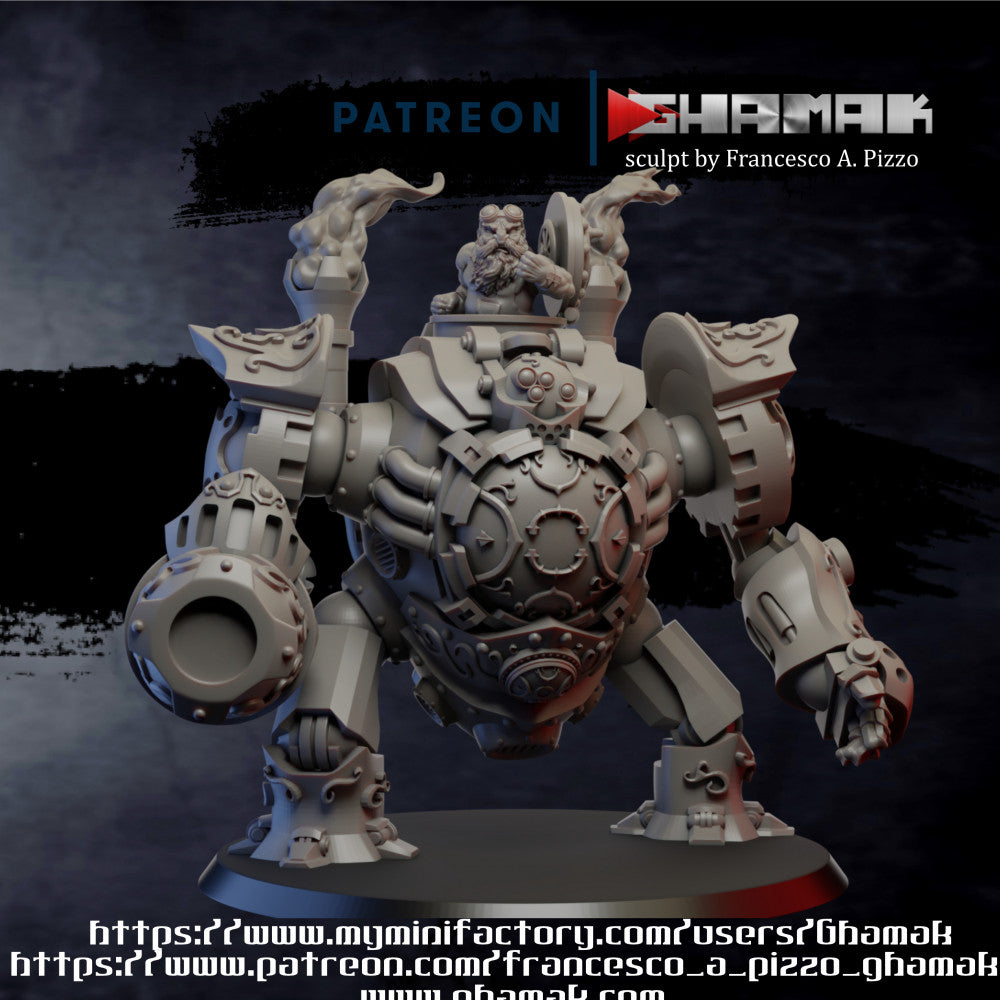 Dwarf Iron Golem, resin miniature, 28mm heroic scale unpainted resin, view 3