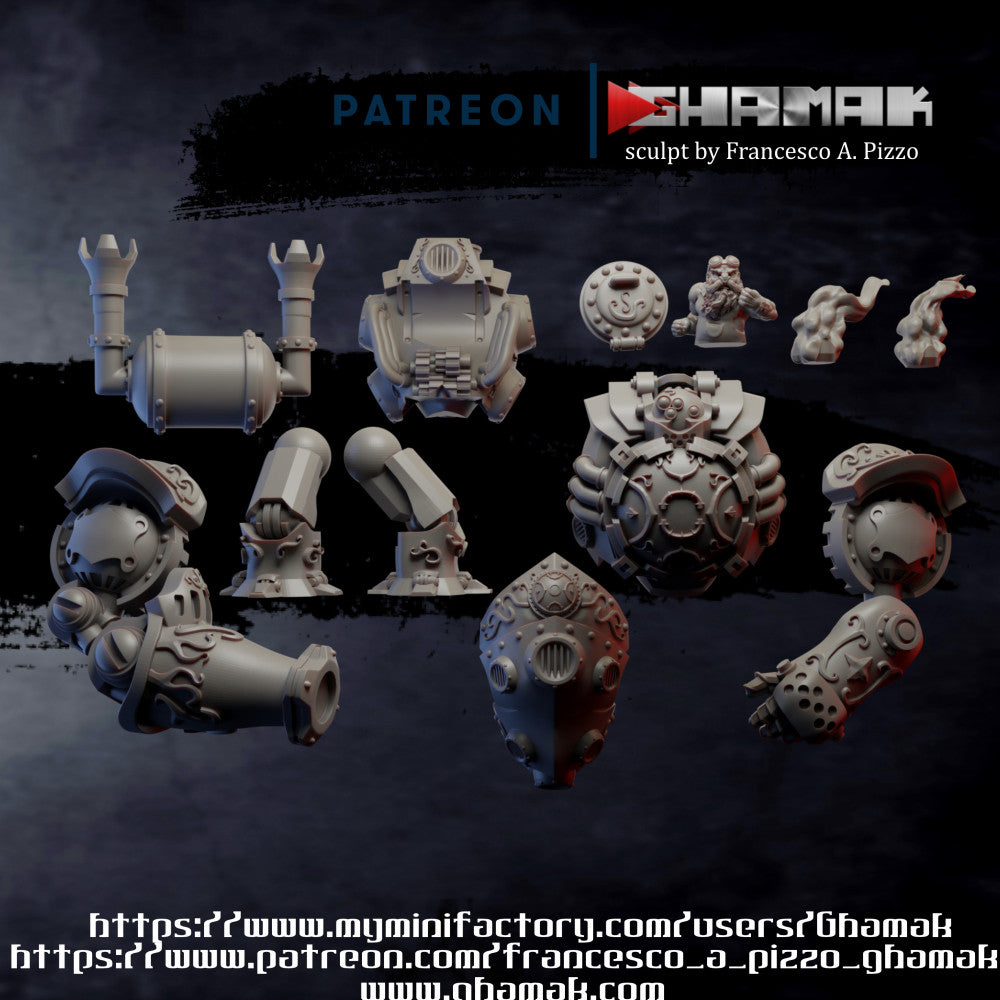 Dwarf Iron Golem, resin miniature, 28mm heroic scale unpainted resin, view 4