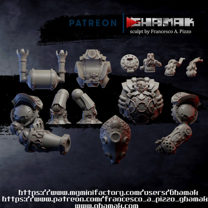 Dwarf Iron Golem, resin miniature, 28mm heroic scale unpainted resin, view 4