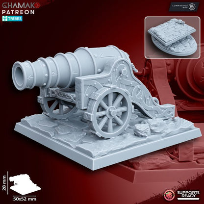 Dwarven Cannon (4 Units), resin miniature, 28mm heroic scale unpainted resin