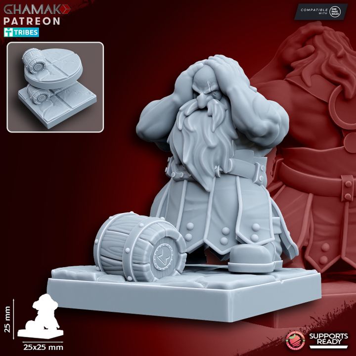 Dwarven Cannon (4 Units), resin miniature, 28mm heroic scale unpainted resin, view 7