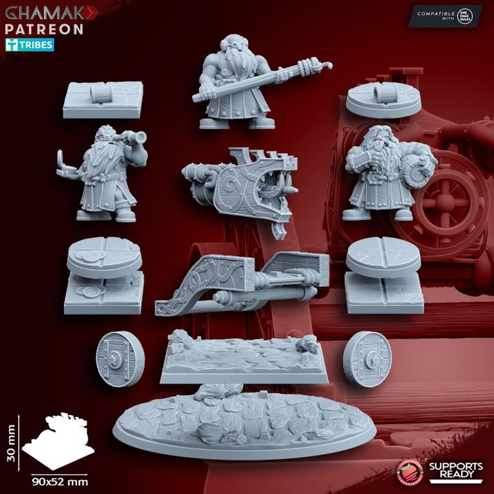 Dwarven Flame Thrower (4 Units), resin miniature, 28mm heroic scale unpainted resin, view 2
