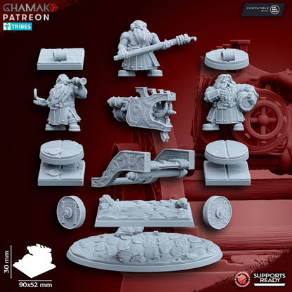 Dwarven Flame Thrower (4 Units), resin miniature, 28mm heroic scale unpainted resin, view 2