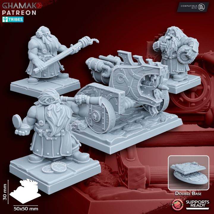 Dwarven Flame Thrower (4 Units), resin miniature, 28mm heroic scale unpainted resin, view 3