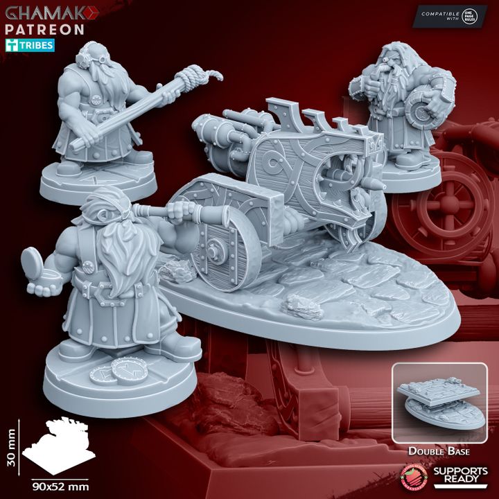 Dwarven Flame Thrower (4 Units), resin miniature, 28mm heroic scale unpainted resin, view 4