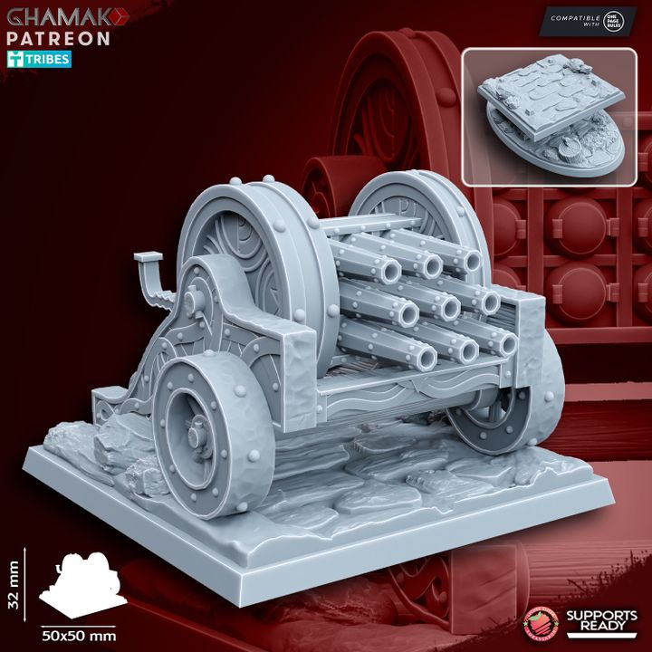 Dwarven Organ Cannon (4 Units), resin miniature, 28mm heroic scale unpainted resin