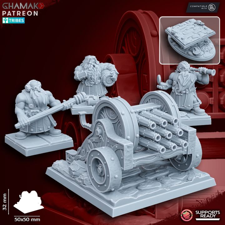 Dwarven Organ Cannon (4 Units), resin miniature, 28mm heroic scale unpainted resin, view 4