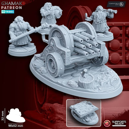 Dwarven Organ Cannon (4 Units), resin miniature, 28mm heroic scale unpainted resin, view 5