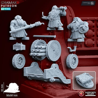 Dwarven Organ Cannon (4 Units), resin miniature, 28mm heroic scale unpainted resin, view 6