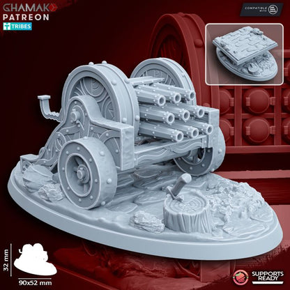 Dwarven Organ Cannon (4 Units), resin miniature, 28mm heroic scale unpainted resin, view 7