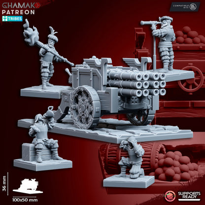 Organ Cannon, resin miniature, 28mm heroic scale unpainted resin
