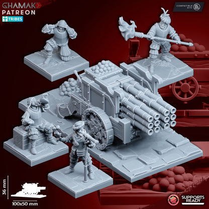 Organ Cannon, resin miniature, 28mm heroic scale unpainted resin, view 2