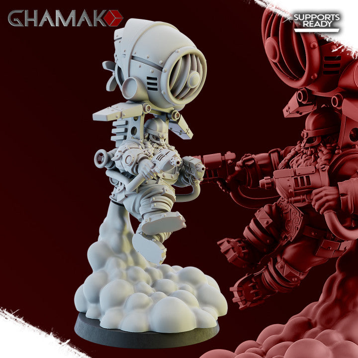 Reckless Engineers Squad (3 Units), resin miniature, 28mm heroic scale unpainted resin