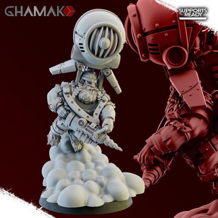 Reckless Engineers Squad (3 Units), resin miniature, 28mm heroic scale unpainted resin, view 2