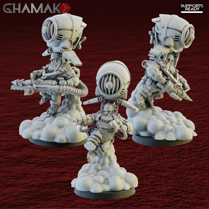 Reckless Engineers Squad (3 Units), resin miniature, 28mm heroic scale unpainted resin, view 3
