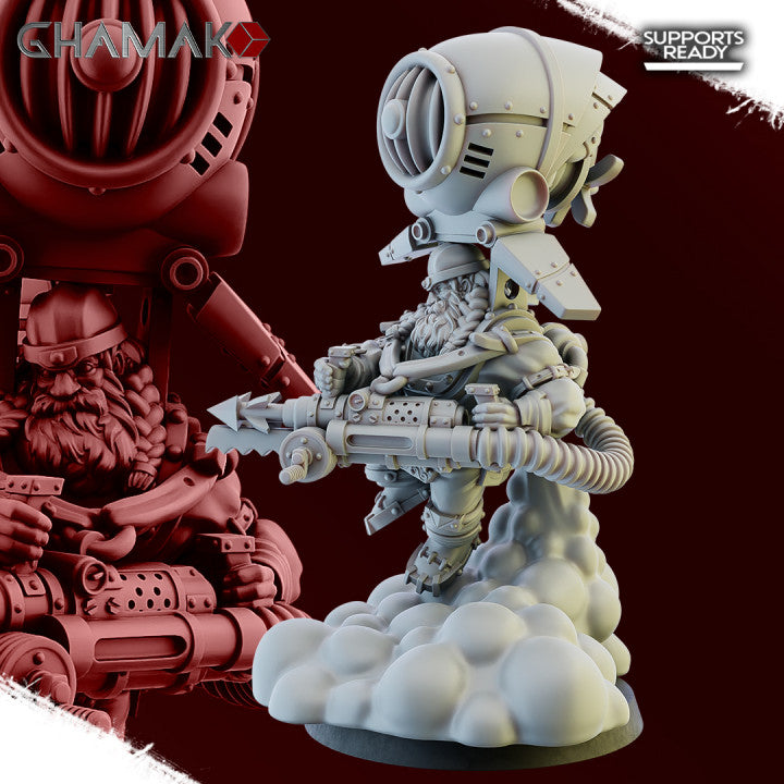 Reckless Engineers Squad (3 Units), resin miniature, 28mm heroic scale unpainted resin, view 4