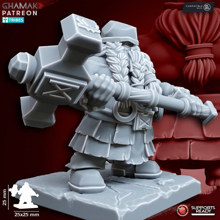 Runesmith on Foot, resin miniature, 28mm heroic scale unpainted resin, view 3