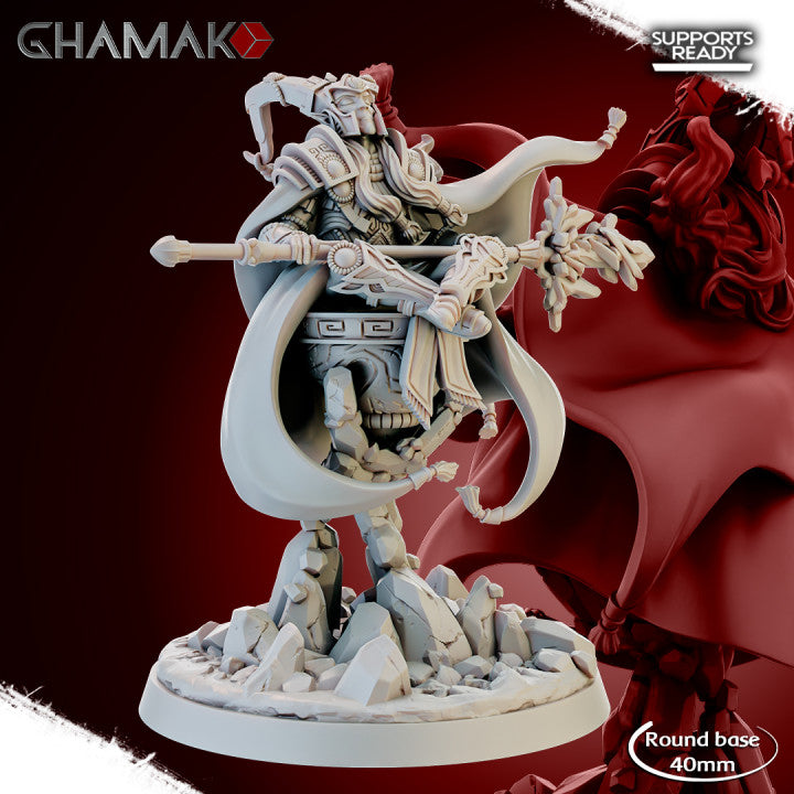 Deepstone Mage, resin miniature, 28mm heroic scale unpainted resin, view 2