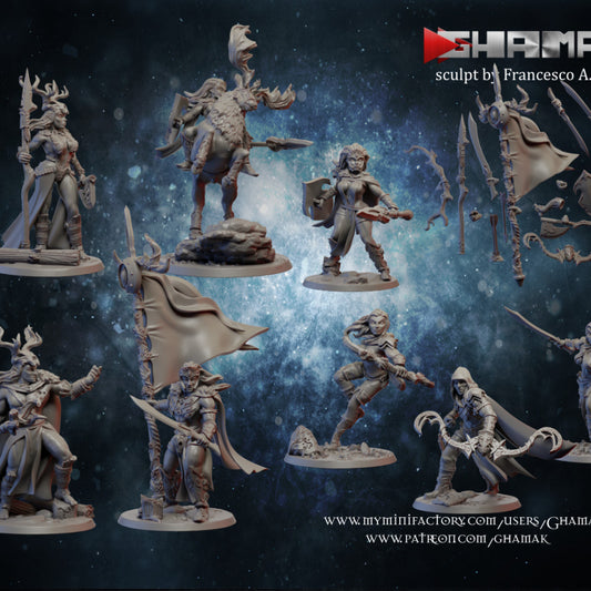 Wood Elf Team, resin miniature, 28mm heroic scale unpainted resin