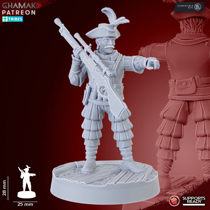 Empire Arquebusiers (10 Units), resin miniature, 28mm heroic scale unpainted resin, view 3