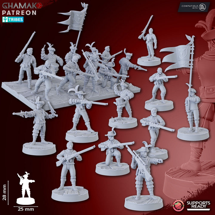 Empire Arquebusiers (10 Units), resin miniature, 28mm heroic scale unpainted resin, view 4
