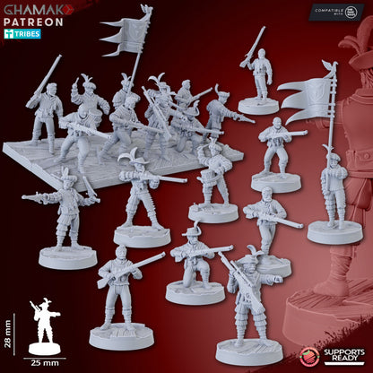 Empire Arquebusiers (10 Units), resin miniature, 28mm heroic scale unpainted resin, view 4