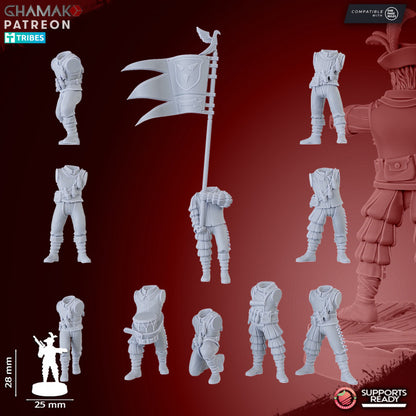 Empire Arquebusiers (10 Units), resin miniature, 28mm heroic scale unpainted resin, view 6